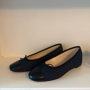 Jcrew denim Zoe ballet with toe cap (size 10). gently worn